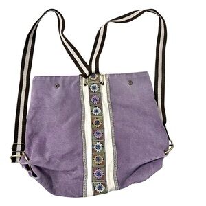 Canvas Boho Bag tote backpack unique Indie Hippie light purple eclectic earthy
